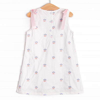 Blue Bundles Embroidered Dress, White