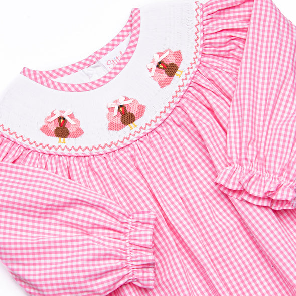 Gobble Gobble Smocked Bubble, Pink