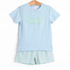 Crocodile Cutie Applique Short Set, Blue