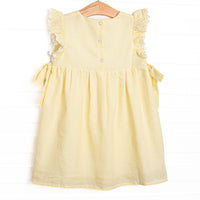 Sunny Day Sprouts Smocked Side Tie Dress, Yellow