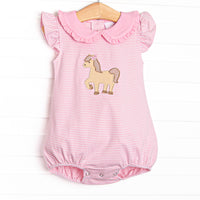 Giddy-Up Gallop Applique Bubble, Pink Stripe