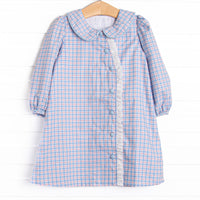 Bleu: Frances Long Sleeve Dress, Blue and Red Plaid