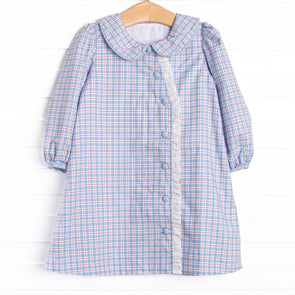 Bleu: Frances Long Sleeve Dress, Blue and Red Plaid