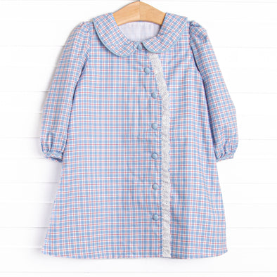 Bleu: Frances Long Sleeve Dress, Blue and Red Plaid