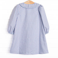 Bleu: Frances Long Sleeve Dress, Blue and Red Plaid