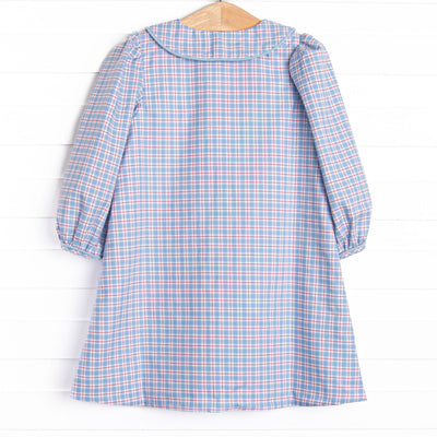 Bleu: Frances Long Sleeve Dress, Blue and Red Plaid