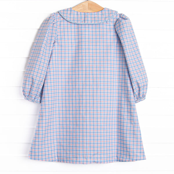 Bleu: Frances Long Sleeve Dress, Blue and Red Plaid