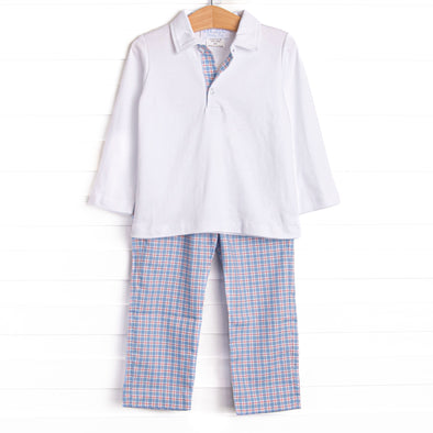 Bleu: Frederick Pant Set, Red and Blue Plaid
