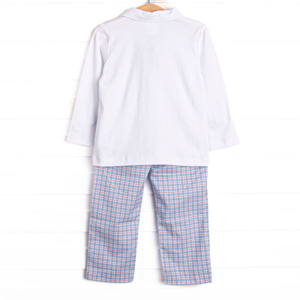 Bleu: Frederick Pant Set, Red and Blue Plaid