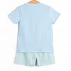 Crocodile Cutie Applique Short Set, Blue