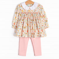 Hadley Smocked Legging Set, Orange