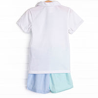 Classic Color Block Short Set, Blue