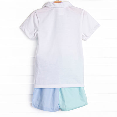 Classic Color Block Short Set, Blue