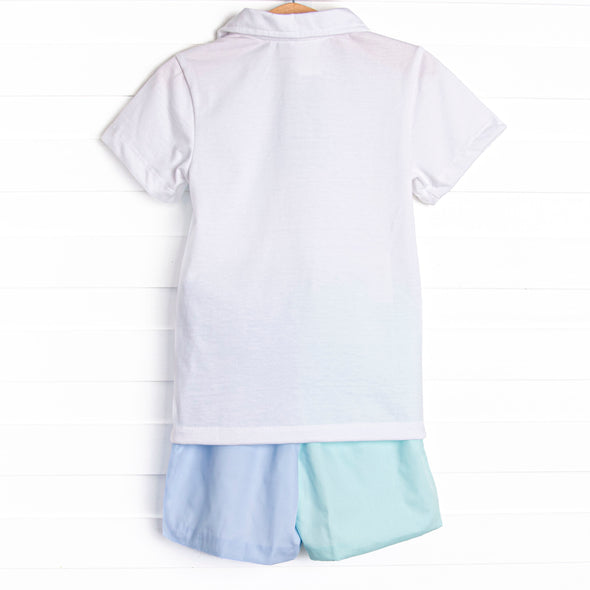 Classic Color Block Short Set, Blue