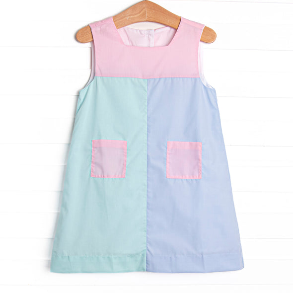 Classic Color Block Dress, Pink
