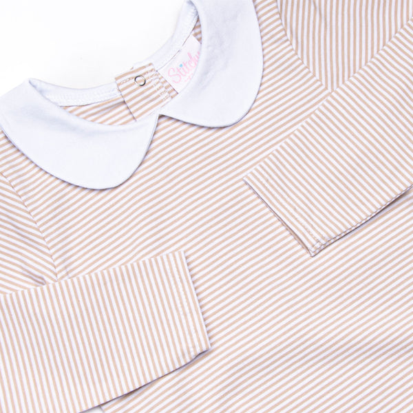 Elliot Romper, Tan Stripe