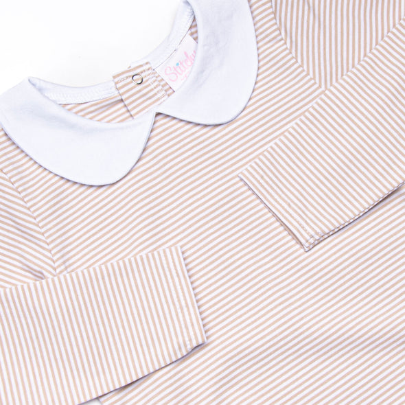 Elliot Romper, Tan Stripe