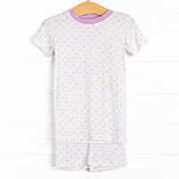 Mary Multidot Bamboo Pajama Short Set, Purple