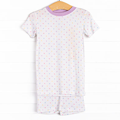 Mary Multidot Bamboo Pajama Short Set, Purple