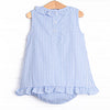 Corgi on the Coast Applique Skirted Bubble, Blue