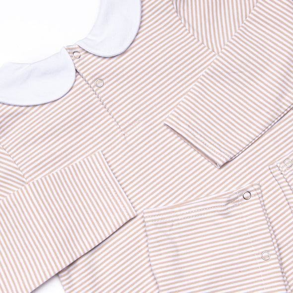 Elliot Romper, Tan Stripe