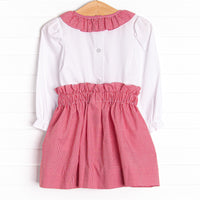 Holiday Holly Smocked Skirt Set, Red
