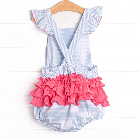 Fuchsia Feathers Applique Bubble, Blue