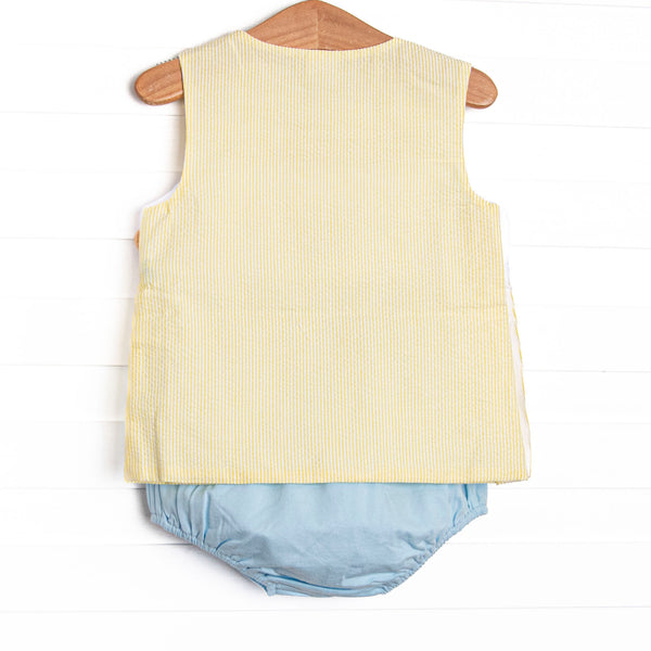 Work Zone Smocked Diaper Set, Yellow