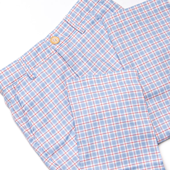 Bleu: Frederick Pant Set, Red and Blue Plaid