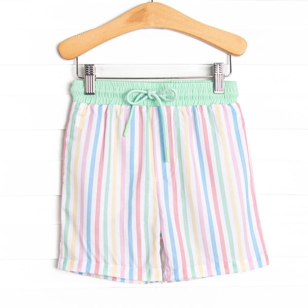Summer Stripes Swim Trunks, Green