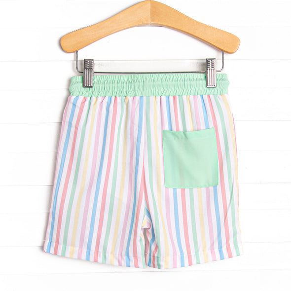 Summer Stripes Swim Trunks, Green