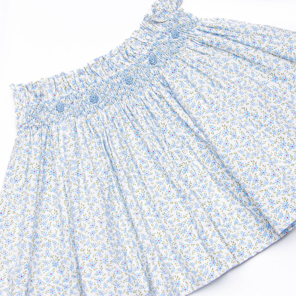 Bleu: Margaret Smocked Long Sleeve Skirt Set, Blue Floral
