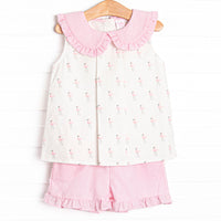 Frills and Flamingos Short Set, Pink
