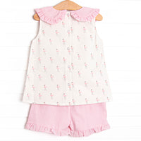Frills and Flamingos Short Set, Pink
