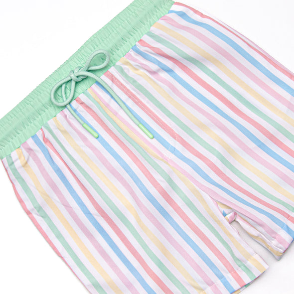 Summer Stripes Swim Trunks, Green