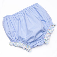 Bleu: Louise Applique Long Sleeve Diaper Set, Blue Gingham