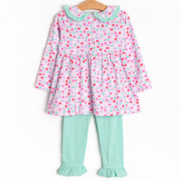 Heart Sprinkles Ruffle Legging Set, Mint