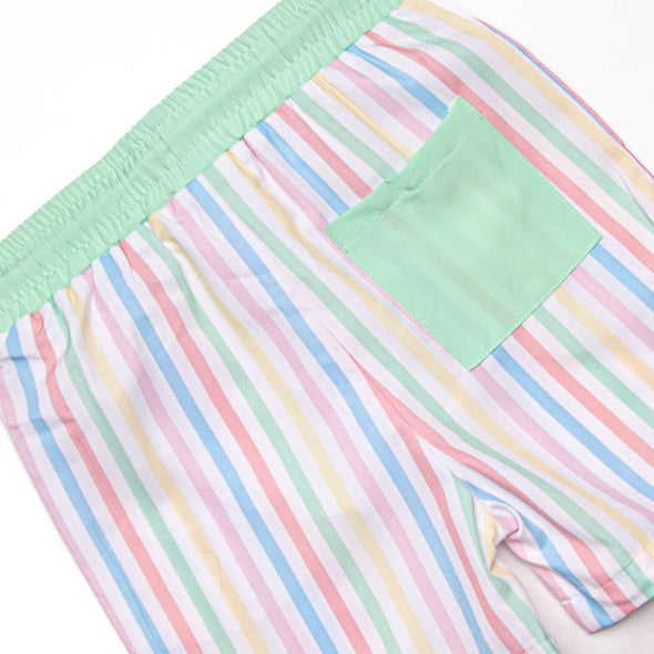 Summer Stripes Swim Trunks, Green