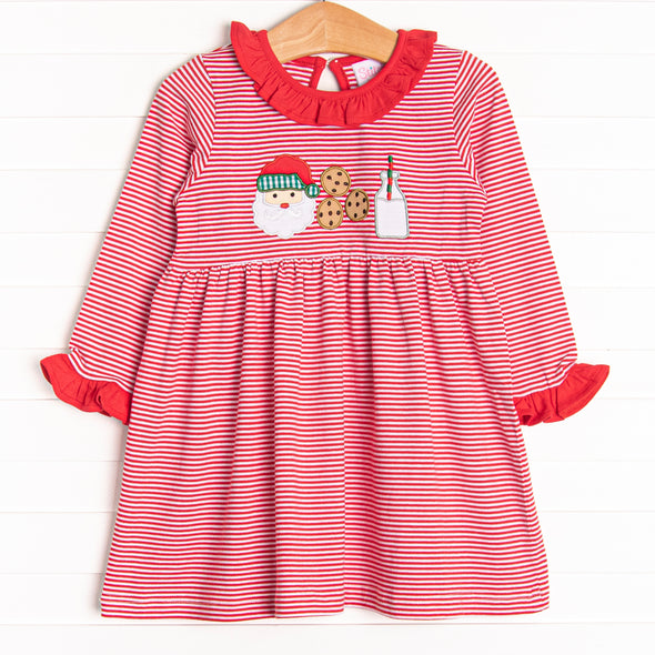 Santa's Treat Trio Applique Dress, Red