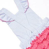 Fuchsia Feathers Applique Bubble, Blue