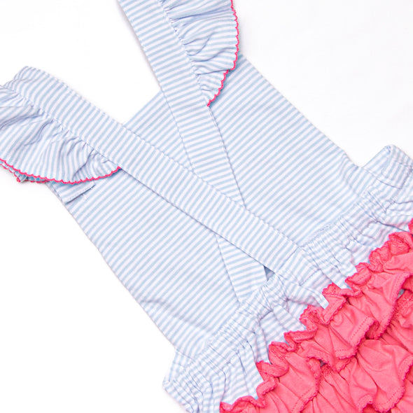 Fuchsia Feathers Applique Bubble, Blue