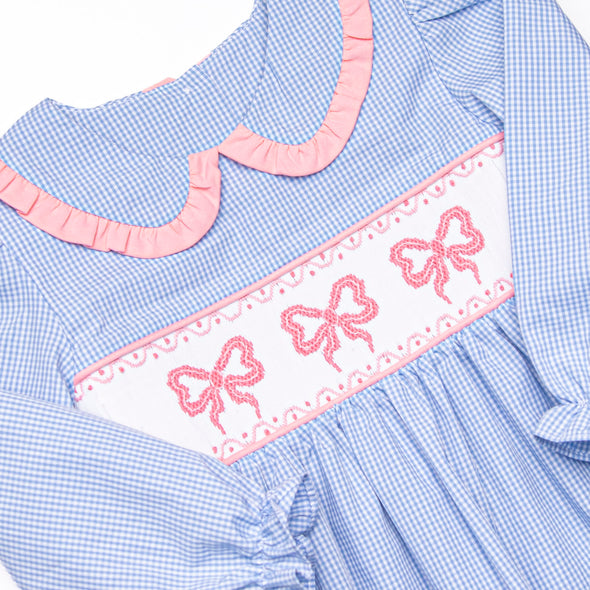 Bows in a Row Smocked Dress, Pink
