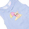 Corgi on the Coast Applique Skirted Bubble, Blue