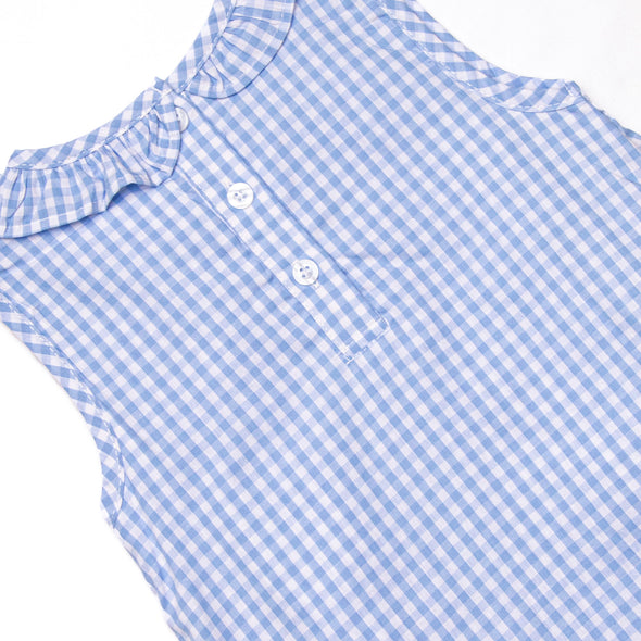 Corgi on the Coast Applique Skirted Bubble, Blue