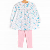 Turquoise Tea Party Legging Set, Blue