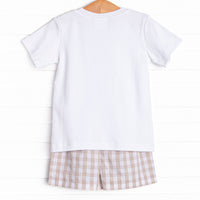 Rodeo Rider Smocked Short Set, Tan