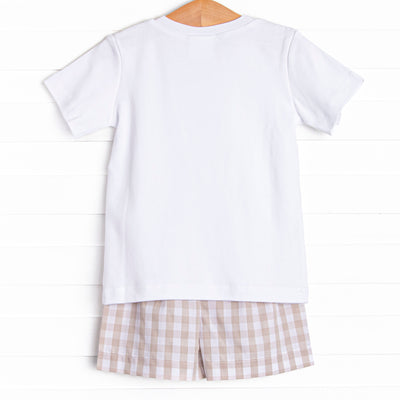 Rodeo Rider Smocked Short Set, Tan