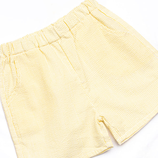 Simple Seersucker Short Set, Yellow