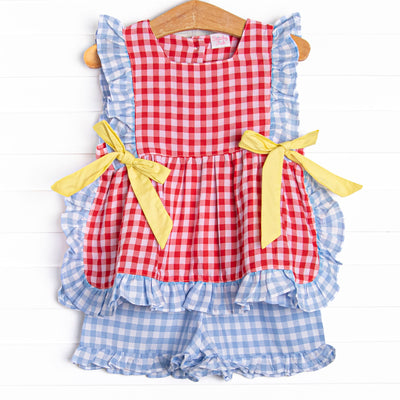 Classroom Classics Ruffle Short Set, Red