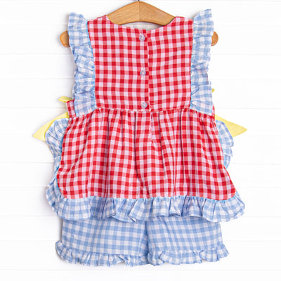 Classroom Classics Ruffle Short Set, Red